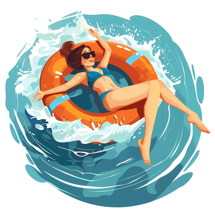 Woman Relaxing in Swim Ring