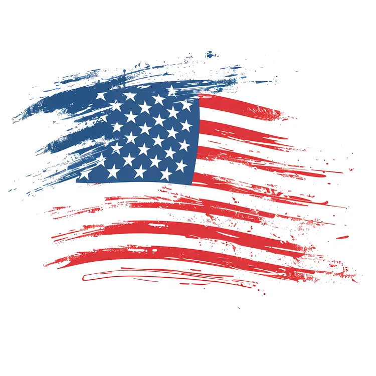 Artistic American Flag with Brush Strokes