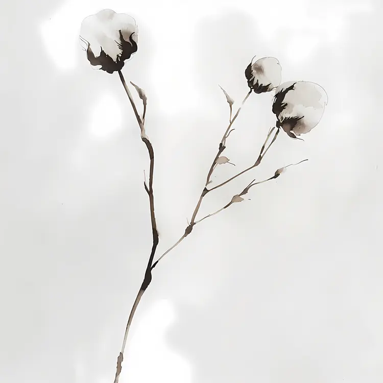 Minimalist Cotton Plant Art