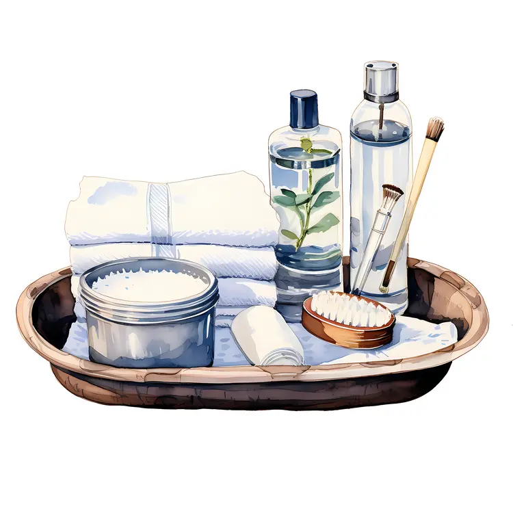 Bath Essentials in Wooden Tray