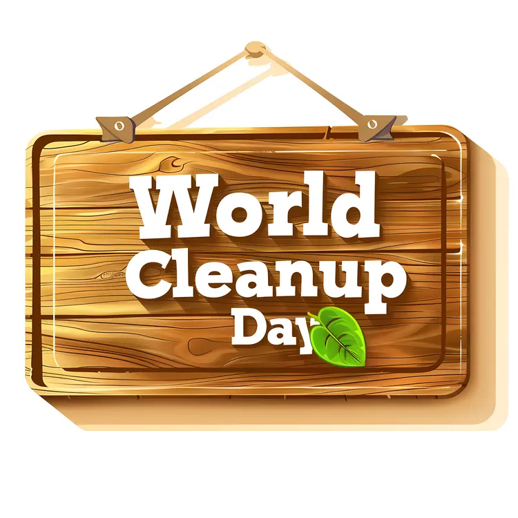 World Cleanup Day Sign with Leaf Decoration