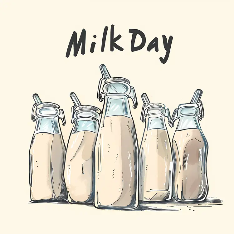 Milk Bottles Illustration for Milk Day