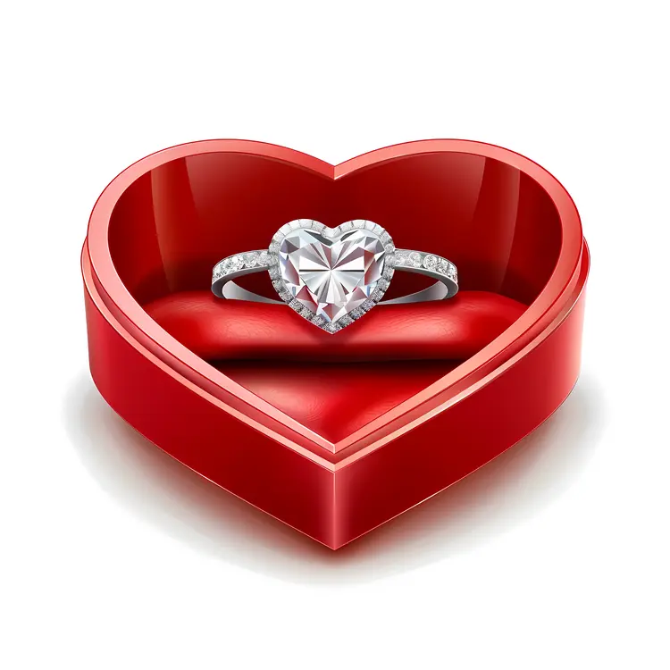 Heart-Shaped Diamond Ring in Red Box