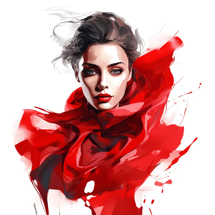 Elegant Woman with Red Scarf
