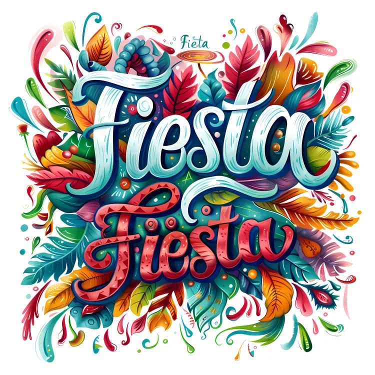 Fiesta Text with Vibrant Leaves