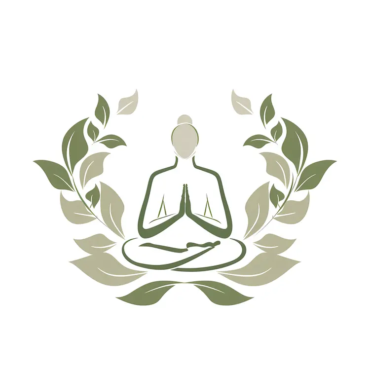 Meditating Person with Leaves