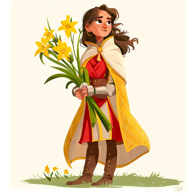 Girl Holding Yellow Daffodils