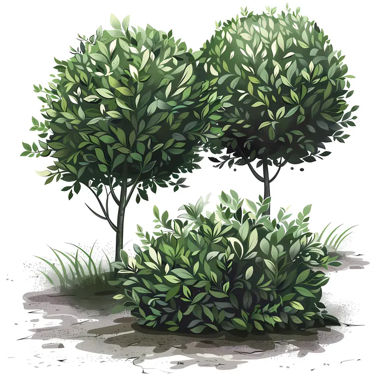 Bushes and Trees in Garden