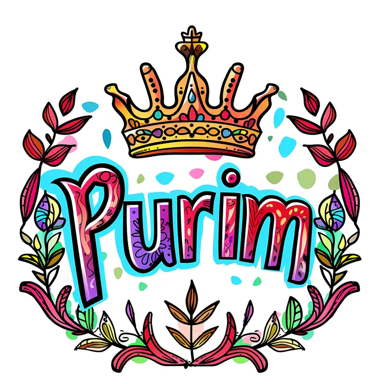 Decorative Purim Text with Crown