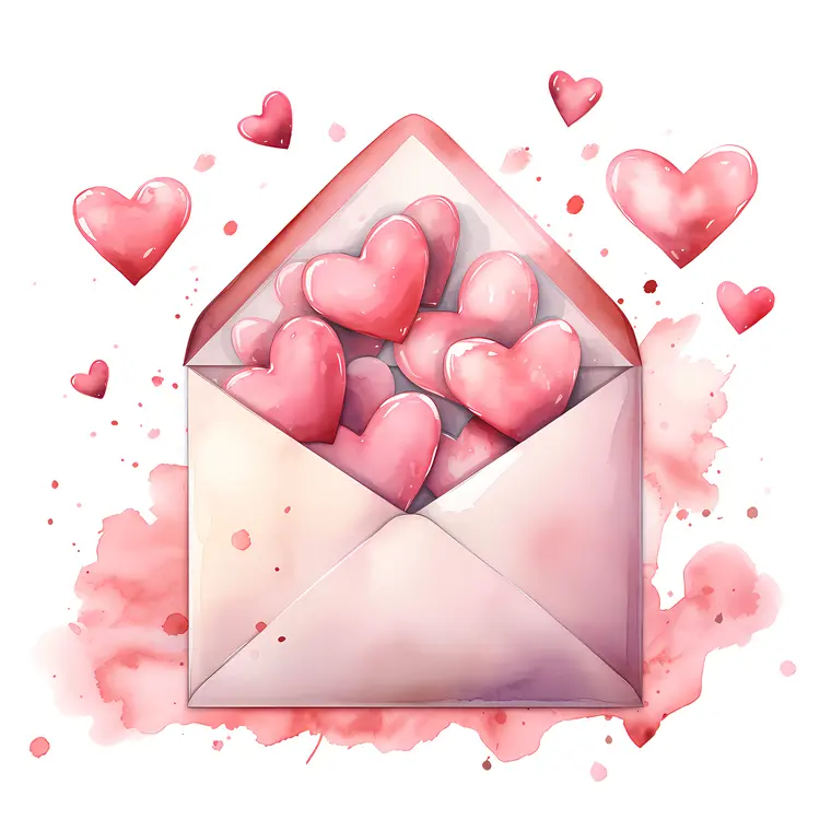 Envelope Filled with Hearts for Valentine's Day