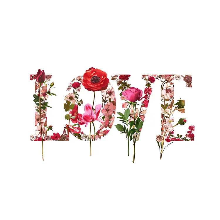 Pink Floral LOVE Typography