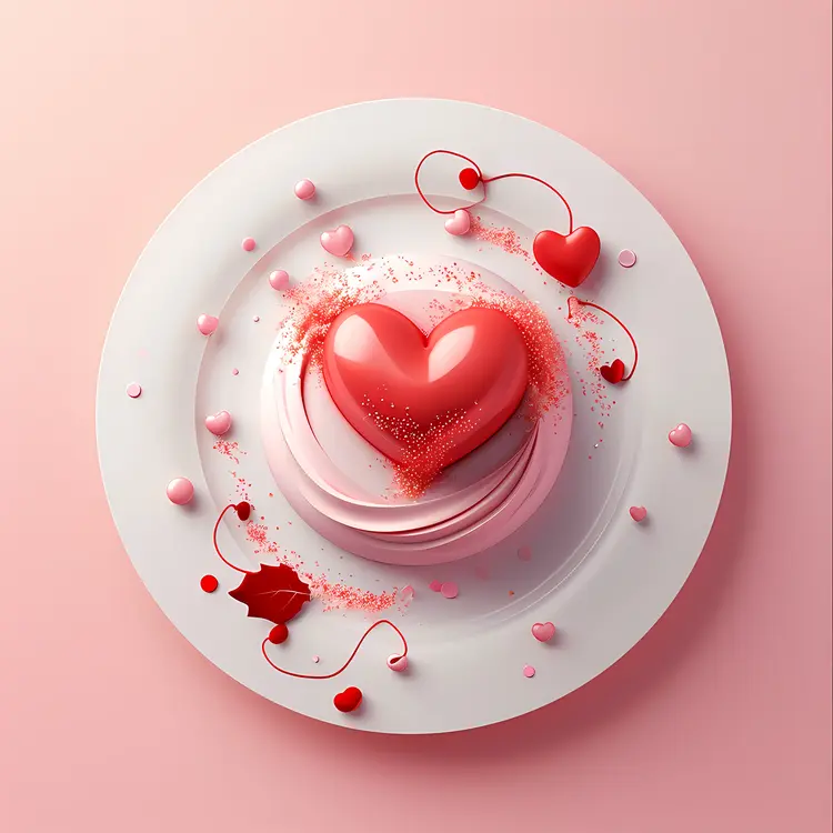 Heart-shaped Dessert with Cream and Sugar