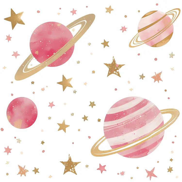 Pink Planets and Gold Stars in Space