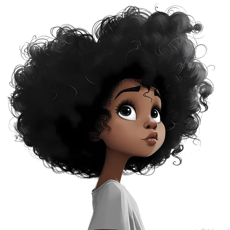 Cute Girl with Curly Hair and Big Eyes