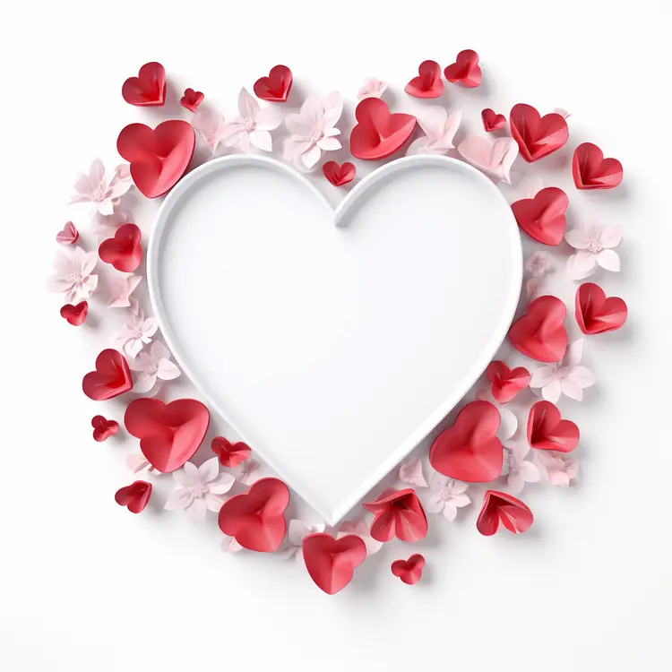 Heart Shape Frame with Red and Pink Flowers
