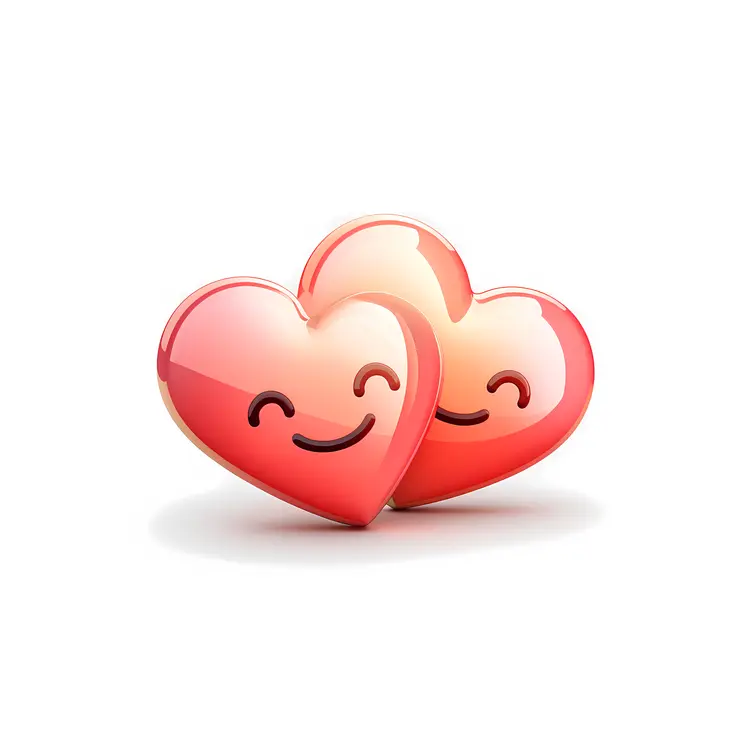 Smiling Red Hearts Couple