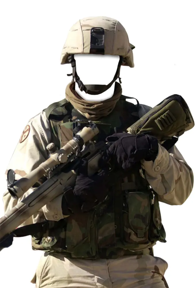 Soldier with Sniper Rifle in Camouflage