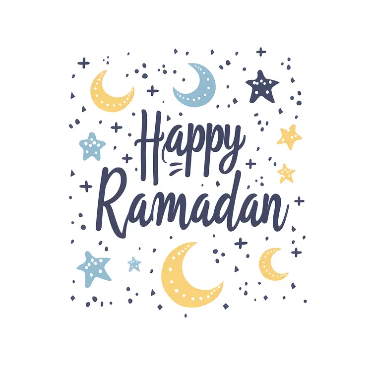Happy Ramadan with Moons and Stars