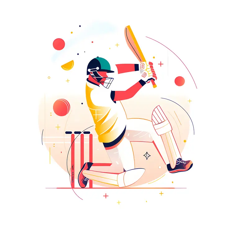 Illustration of a Cricket Player in Action