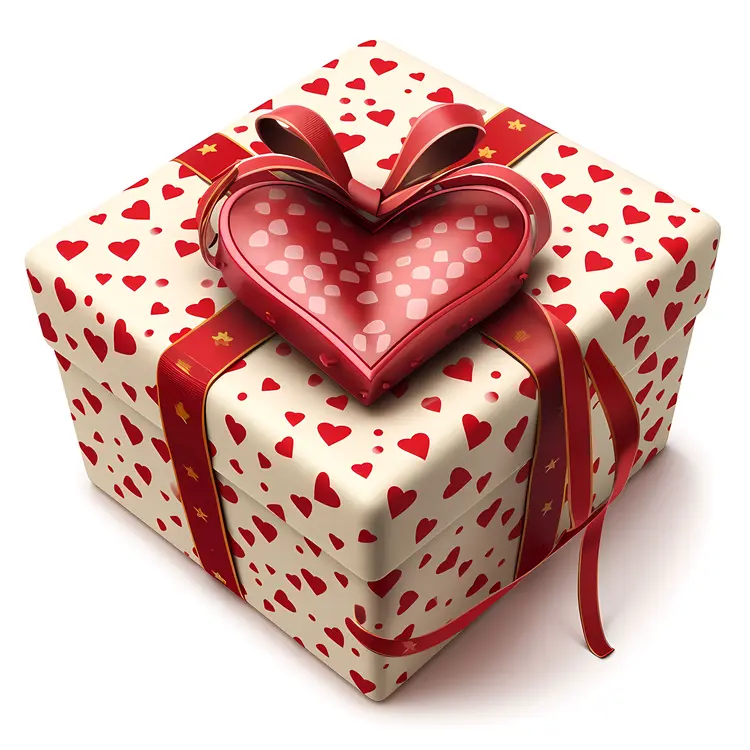 Heart-patterned Gift Box with Heart Decoration for Valentine's Day