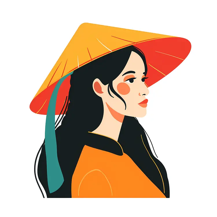 Woman in Orange Hat Illustration