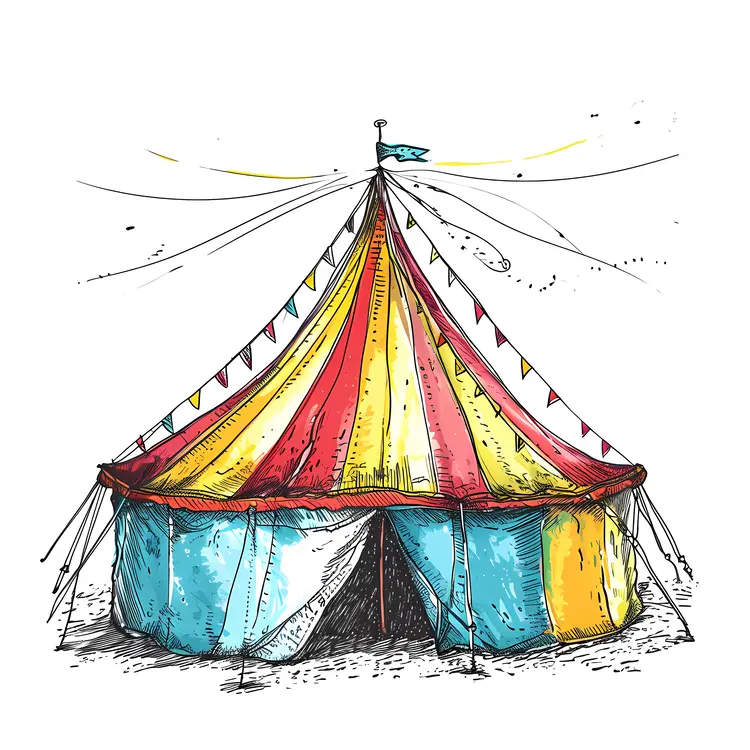 Vintage Circus Tent Drawing