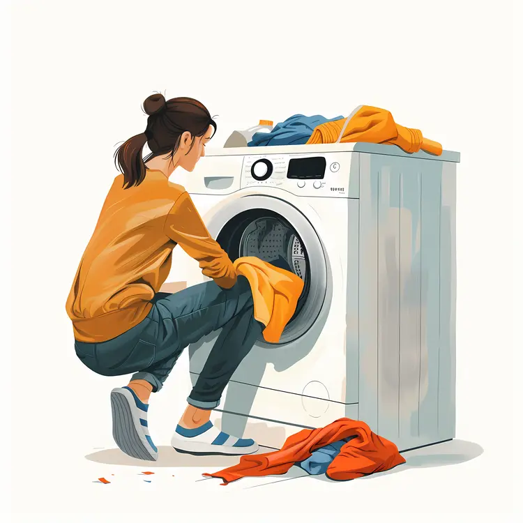 Woman Loading Washing Machine