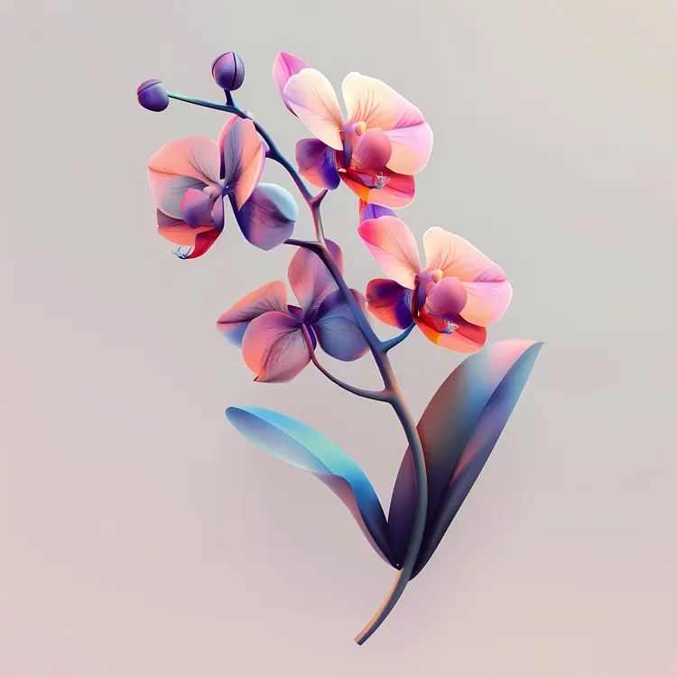 Colorful Paper Orchids with Green Leaves