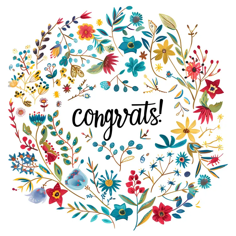 Congrats Sign with Floral Wreath