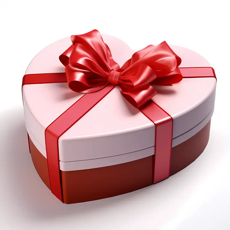 Heart Shaped Gift Box with Red Ribbon