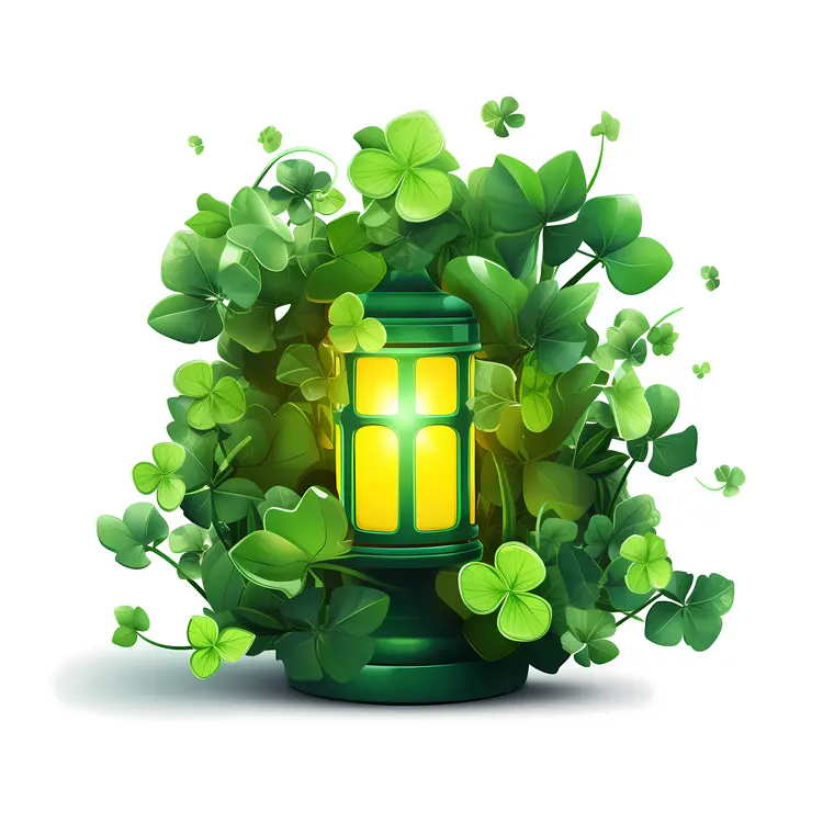 Small Lantern Surrounded by Clovers