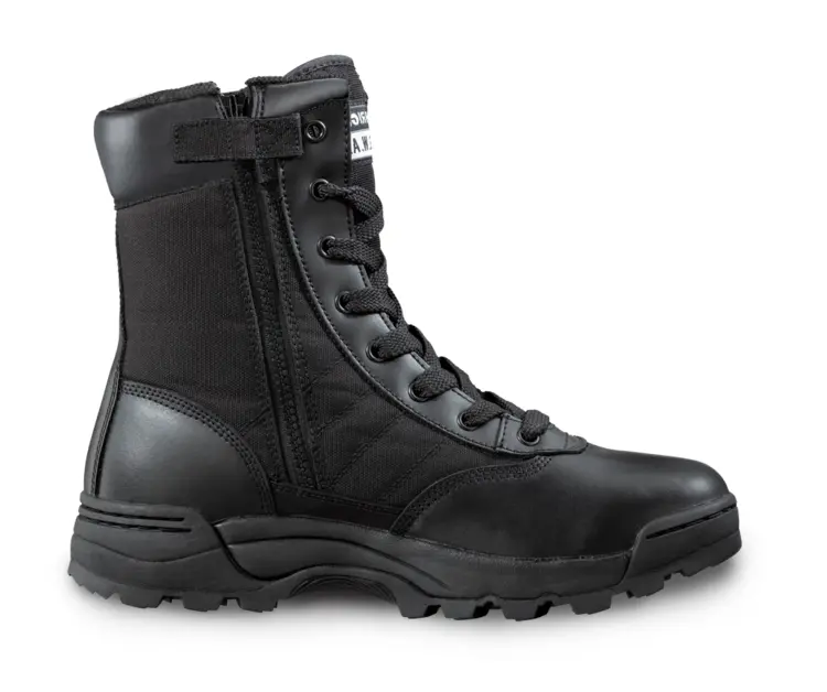 Black Tactical Boot with Lace-up and Zipper