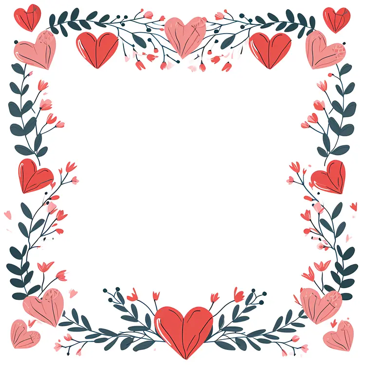 Heart Frame with Red Hearts for Valentine's Day