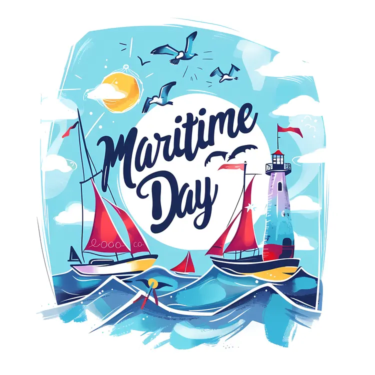 Maritime Day Celebration with Ships and Lighthouse