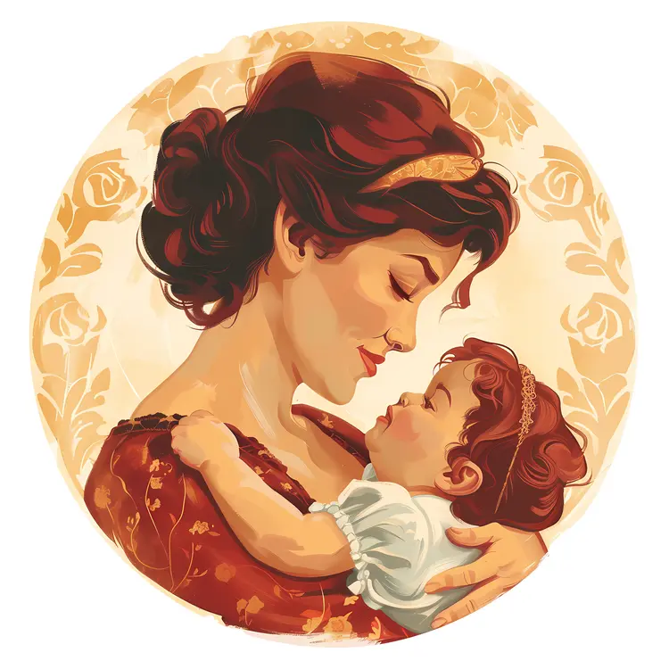 Vintage Illustration of Mother and Child