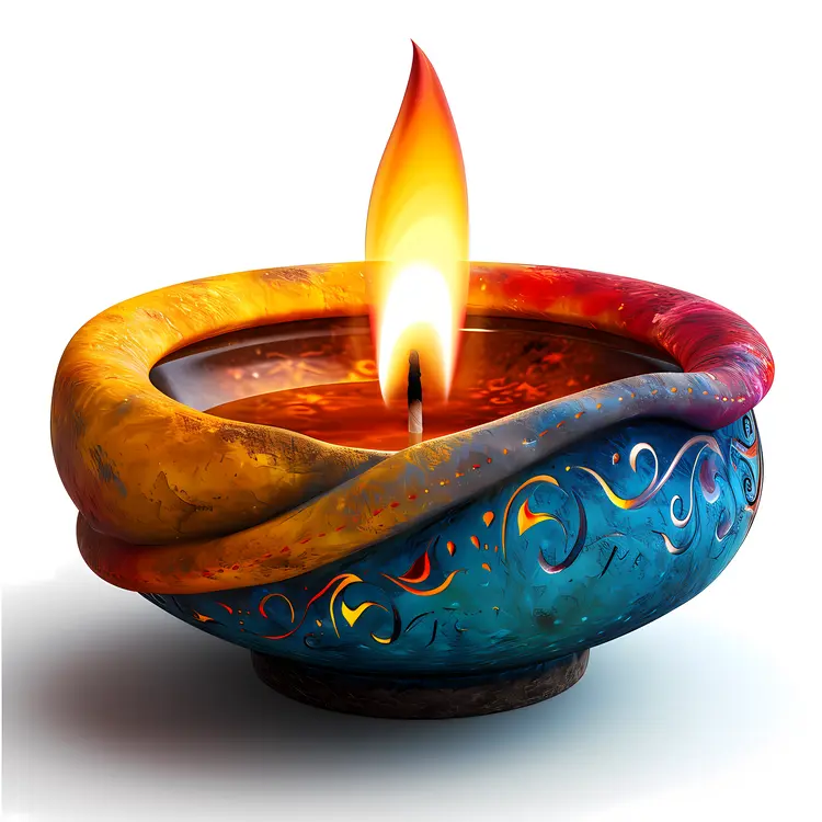 Colorful Decorative Candle with Flame
