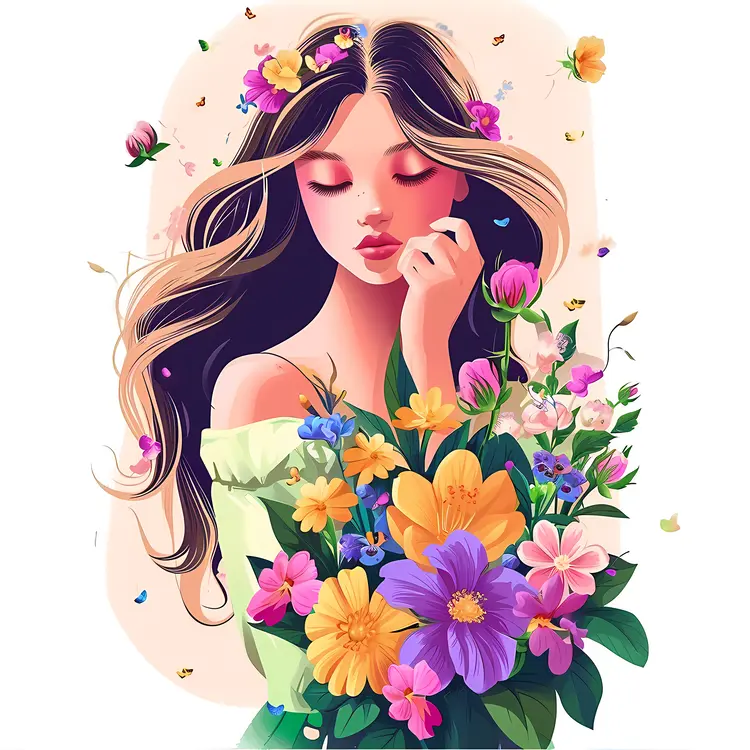 Beautiful Woman with Flowers