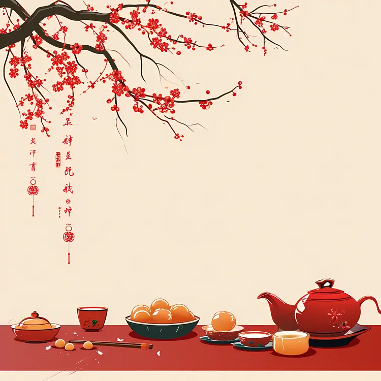 Elegant Tea Set with Blossoms