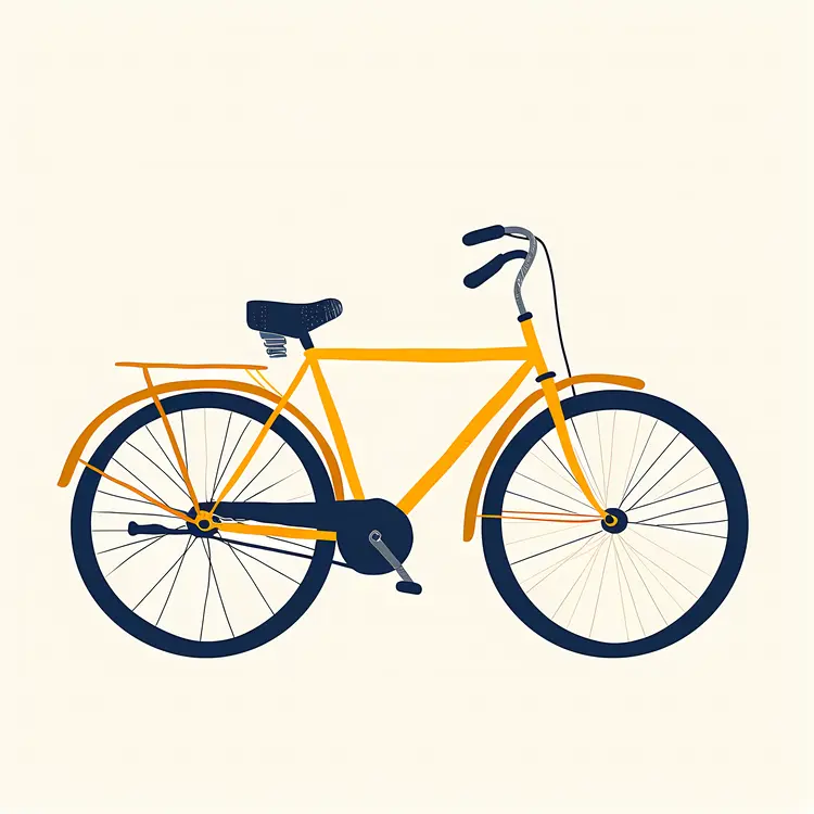 Yellow Bicycle with Blue Wheels Illustration