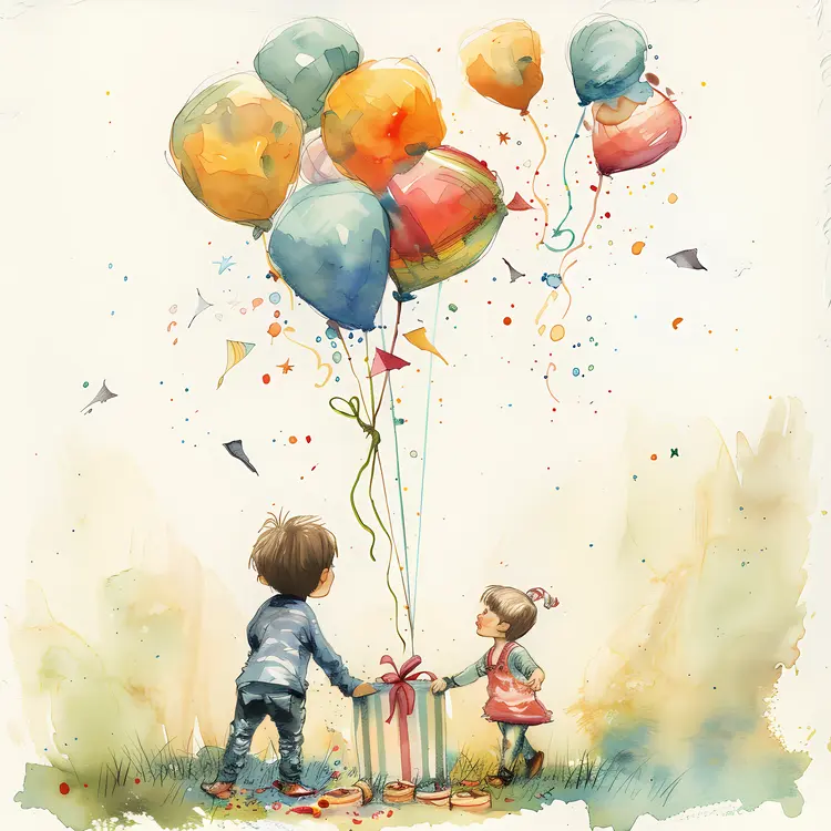 Children Holding Colorful Balloons