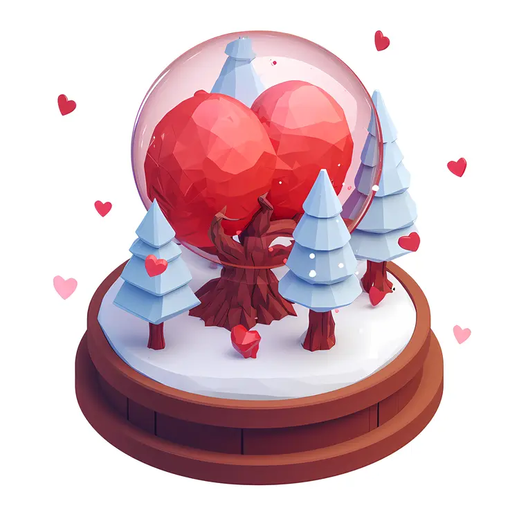 Snow Globe with Hearts and Trees