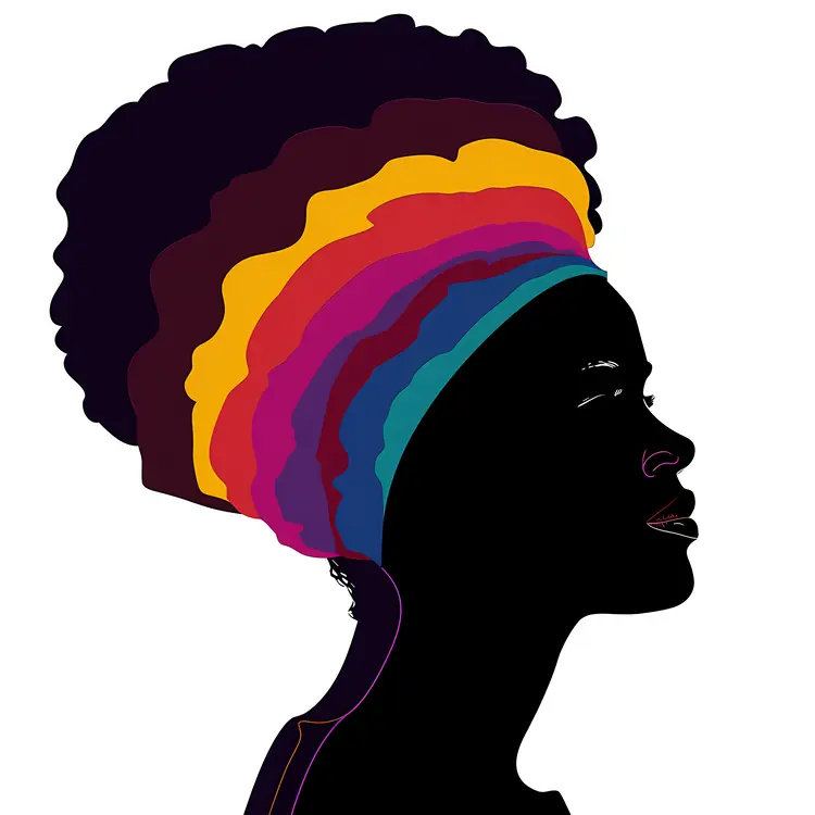 Silhouette of a Woman with Colorful Hair