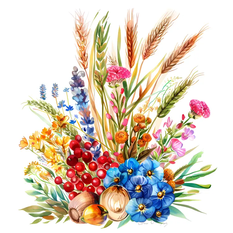 Colorful Flower Bouquet Illustration