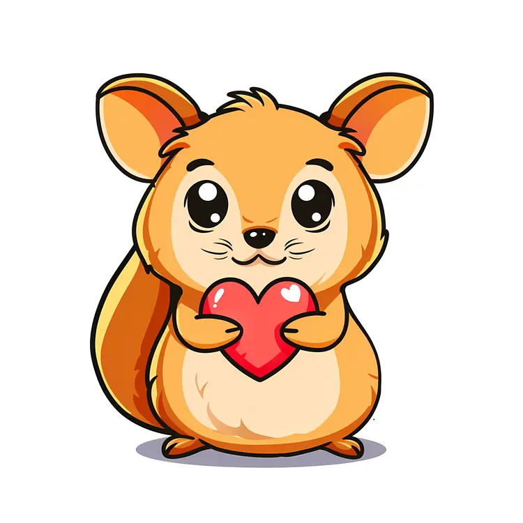 Cute Hamster Holding a Heart