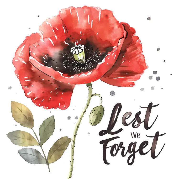 Red Poppy with Lest We Forget