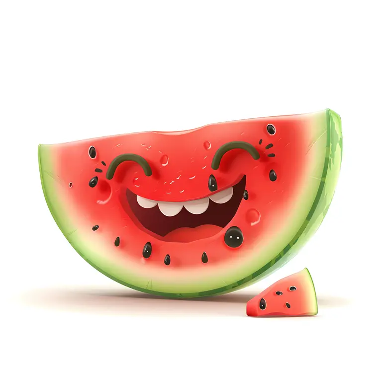 Laughing Watermelon Slice Cartoon Illustration