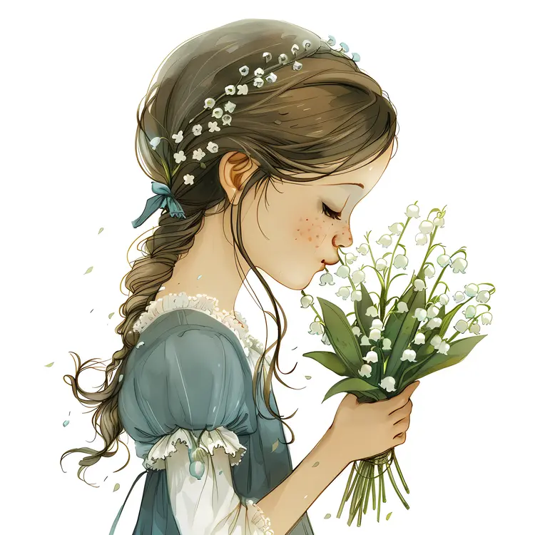 Girl Holding Lily of the Valley