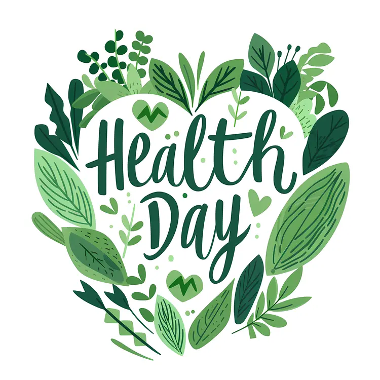 Health Day with Green Plants and Heart