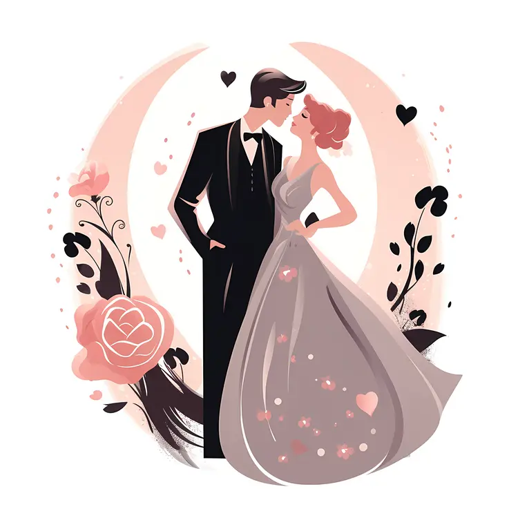 Wedding Couple with Flowers