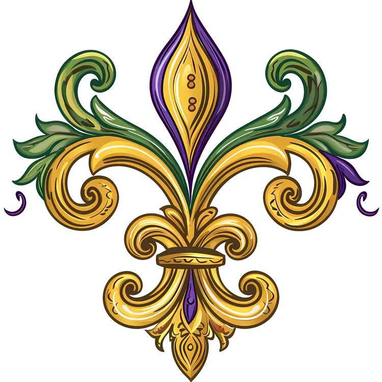 Green and Gold Fleur-de-lis Ornament Design